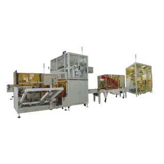 Máquina automática de embalagem e empilhamento de produtos de aerossol